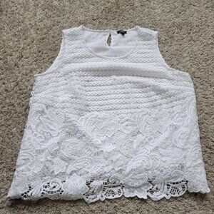 Talbots Shirt Womens 14WP Petite White  Sleeveless Lace Blouse Top